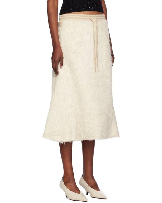 OPEN YY Natural Faux-Fur Midi Skirt