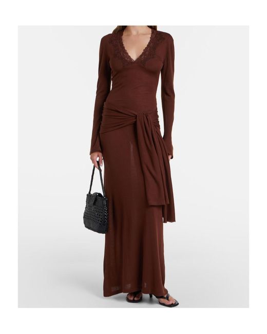 AYA MUSE Brown Lace-Trimmed Dress