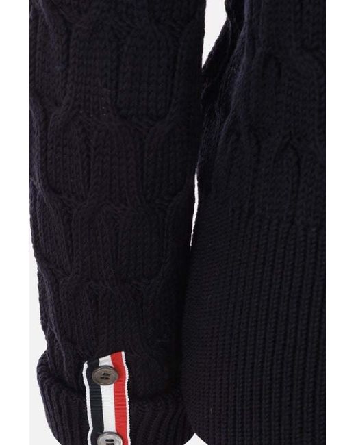 Thom Browne Blue Crisscross Cable-Knitted Sweater