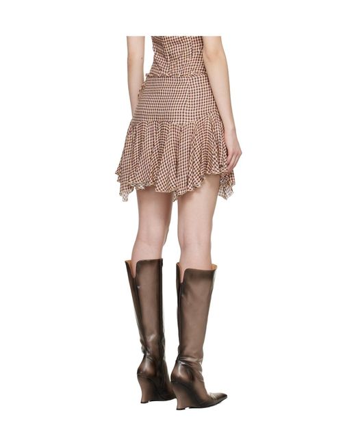 KNWLS Pink Tess Checked Ruffled Skirt