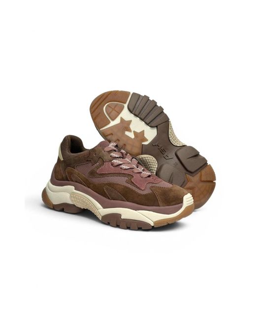 Ash Brown Round-Toe Sneakers