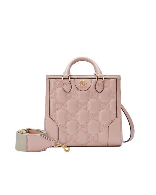 Gucci Pink Gg Logo-Embossed Mini Tote Bag
