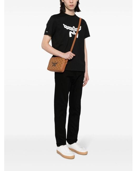 MCM Brown Himmel Lauretos Logo Printed Small Crossbody Bag