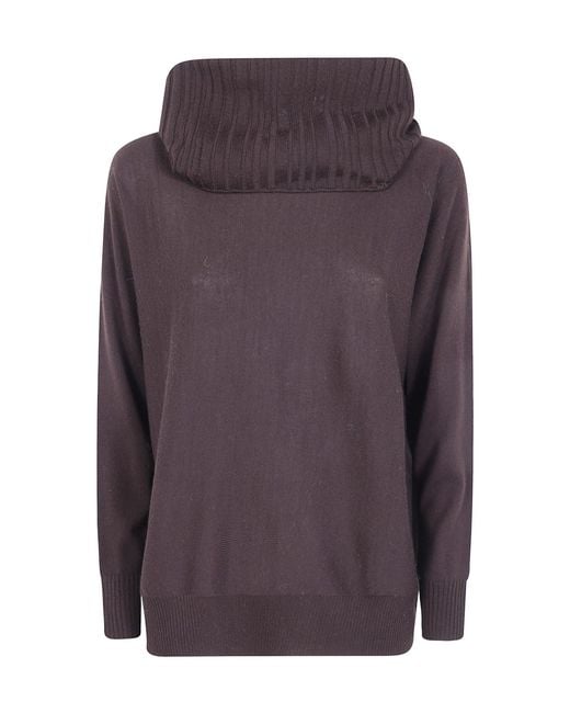 D.exterior Purple High-Neck Knit Sweater