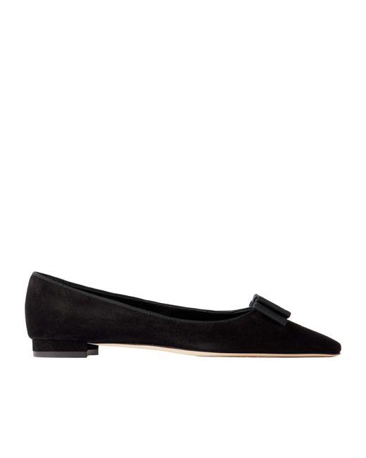 Manolo Blahnik Black Pointed Toe Flats