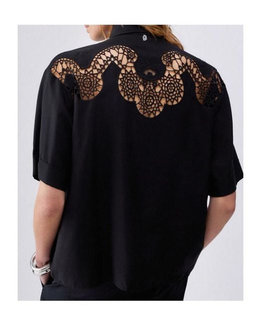 Liu Jo Black Openwork Embroidered Shirt