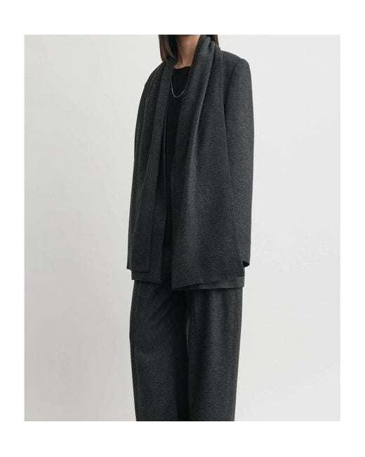 Totême Black Totme Single-Buttoned V-Neck Cape Blazer