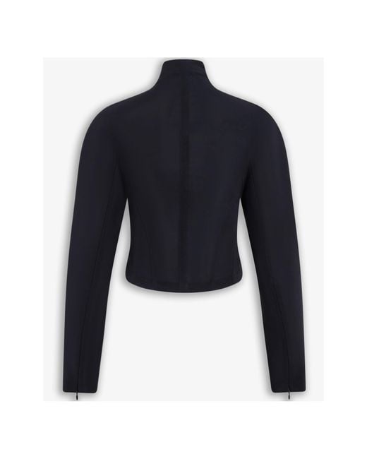 Alaïa Blue Alaïa High Neck Cropped Jacket