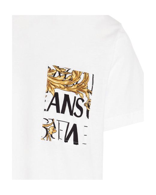Versace Jeans White Chest Logo-Print Detail T-Shirt for men