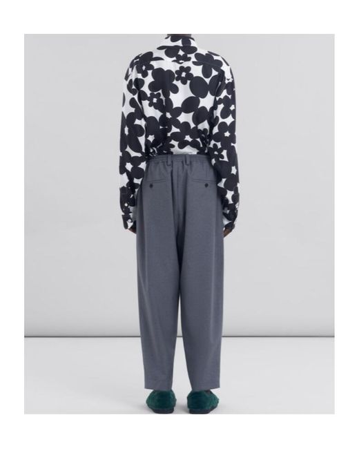 Marni Blue Straight-Leg Cropped Trousers for men