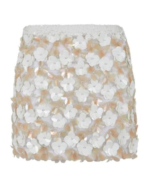 P.A.R.O.S.H. White Sequined Midi Skirt
