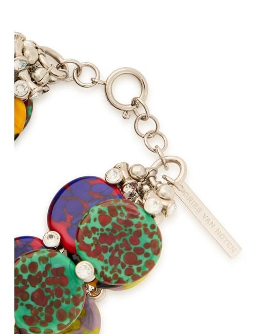 Dries Van Noten Blue Layered Painted Glass And Brass Bracelet