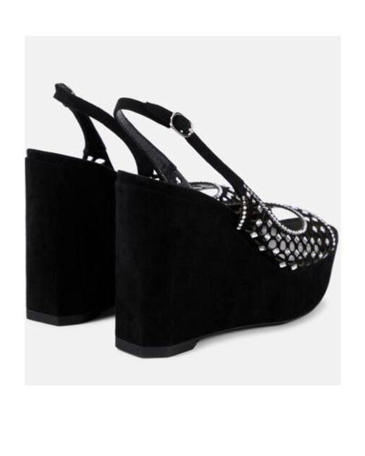 Rene Caovilla Black Embellished Suede Platform Sandals
