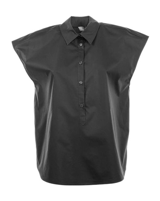 Woolrich Black Cap-Sleeved Buttoned Shirt