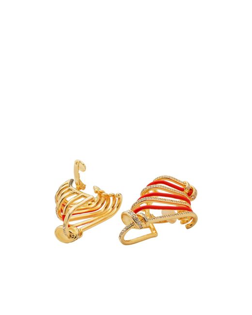 Fendi White Filo Embellished Earcuffs