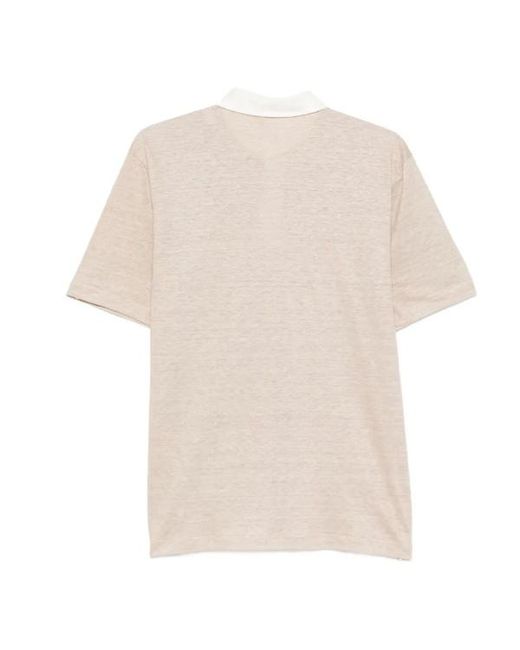 Eleventy White Contrast-Panel Polo Shirt for men