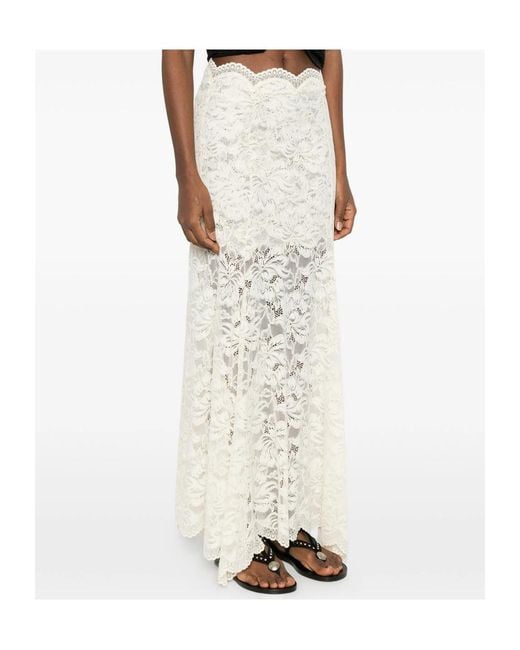 Rabanne White Rabanne Scalloped Lace Maxi Skirt