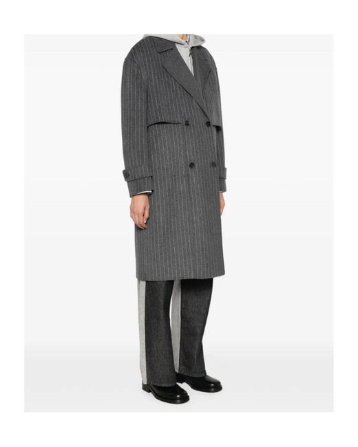 Patrizia Pepe Gray Pinstripe Double-Breasted Coat