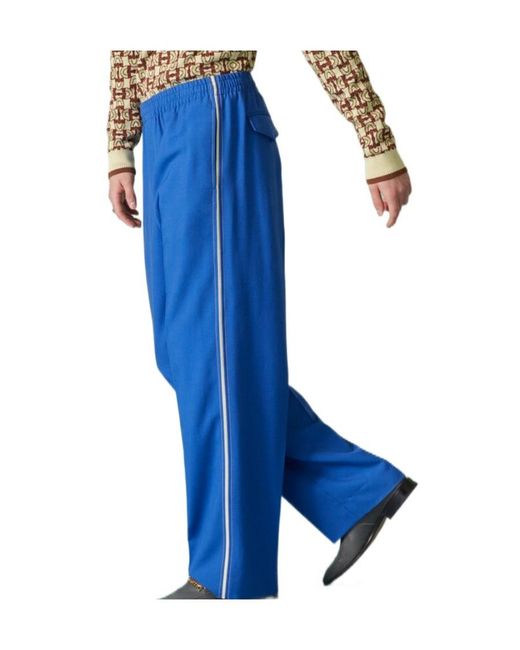 Gucci Blue Interlocking G Wide Leg Pants for men