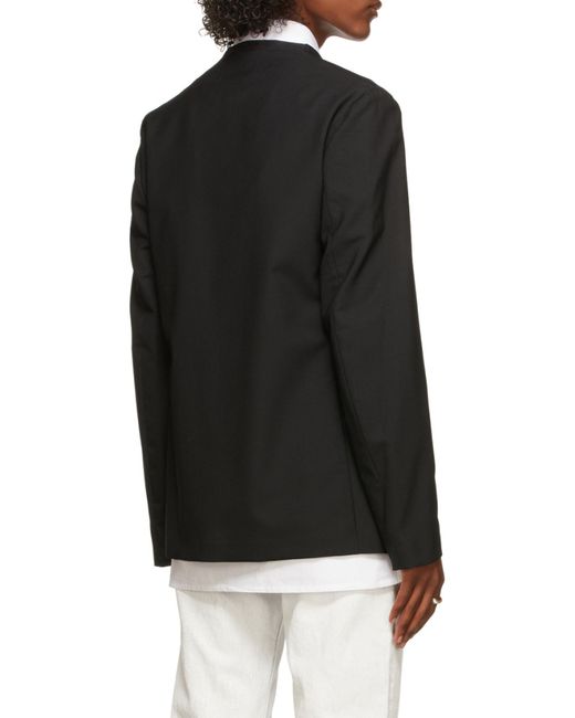 Maison Margiela Blue Single-Breasted V-Neck Blazer for men