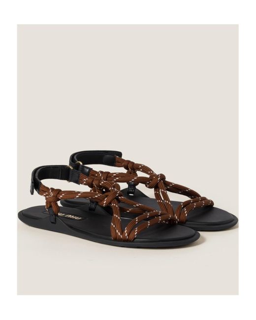 MiuMiu★Riviere cord and leather sandals Miu Miu Riviere Cord and Leather Sandals | Saks Fifth Avenue