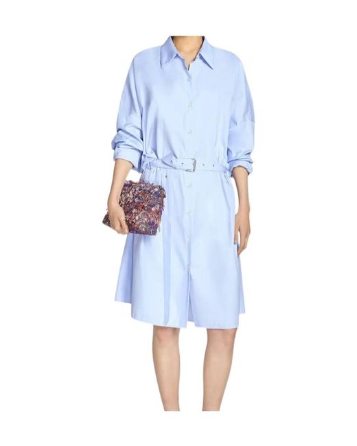 Dries Van Noten Blue Belted Shirt Dress