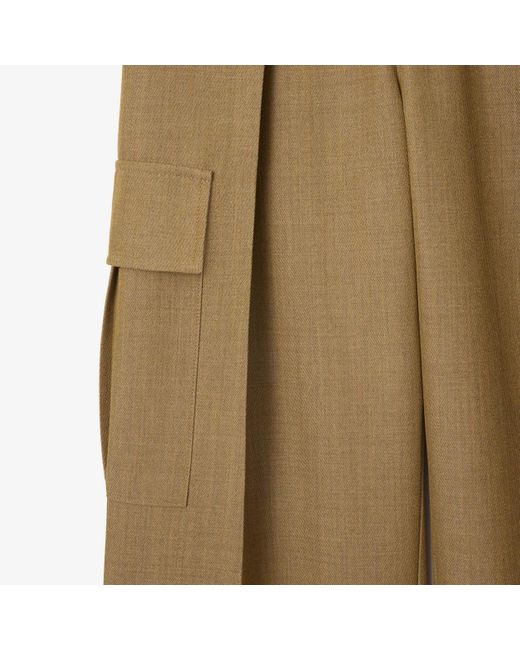 Burberry Natural Wide-Leg Pleated-Detailed Trousers