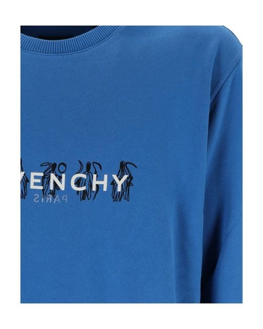 Givenchy Blue Reverse Logo Printed Crewneck Sweatshirt for men