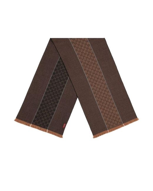 Gucci Brown Gg Wool Jacquard Scarf for men