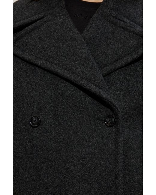 Alaïa Black Alaïa Double-Breasted Straight Fit Pea Coat
