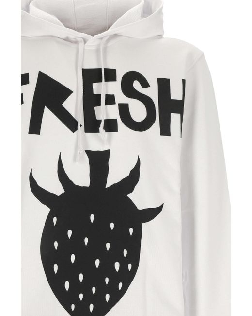 Comme des Garçons White Graphic-Print Drawstring Hoodie for men