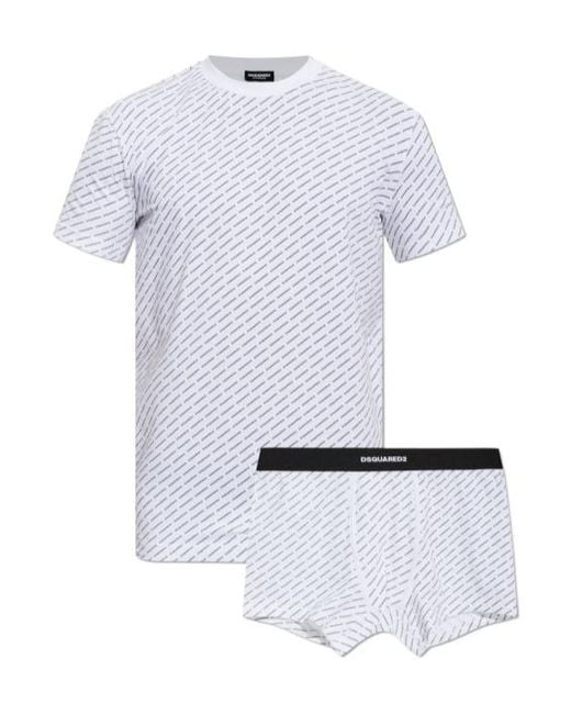 DSquared² White Short-Sleeved T-Shirt And Underwear Set for men