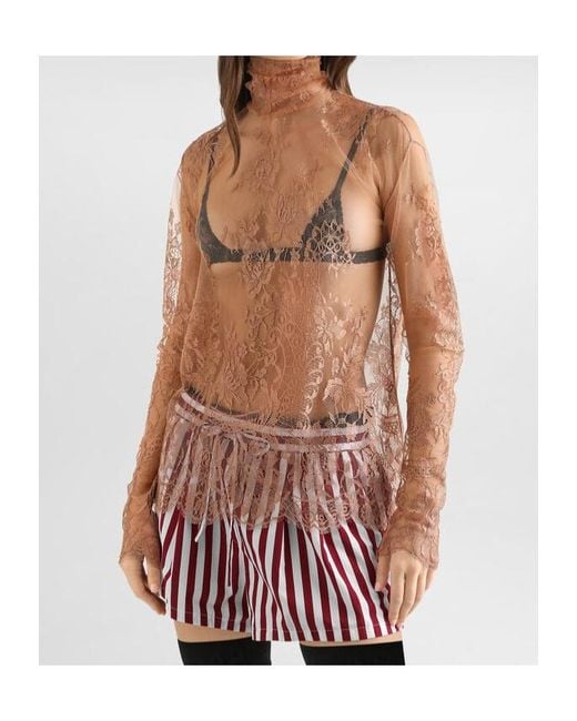 Dolce & Gabbana Pink Chantilly Lace Blouse