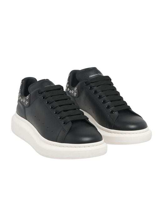 McQueen Black Oversized Eyelet Detailed Sneakers for men