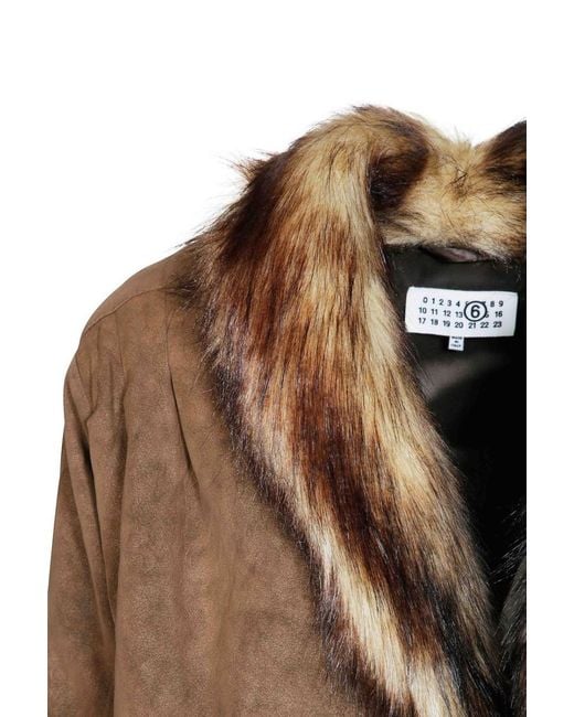 MM6 by Maison Margiela Brown Faux-Fur Collar Sports Jacket