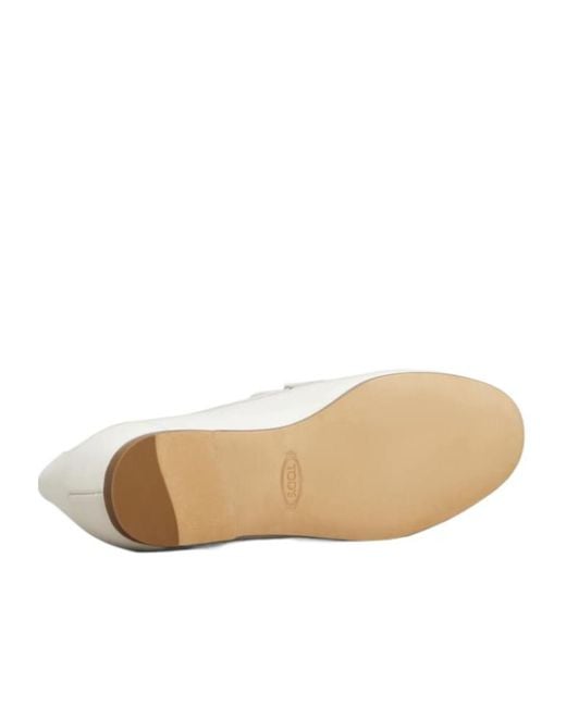 Tod's White Clamp Detailed Slip-On Loafers