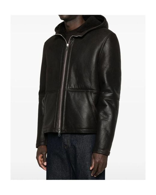 Dondup Black Long-Sleeve Leather Jacket for men