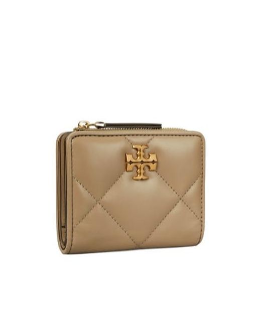 Tory Burch Natural Kira Logo Plaque Quilted Wallet