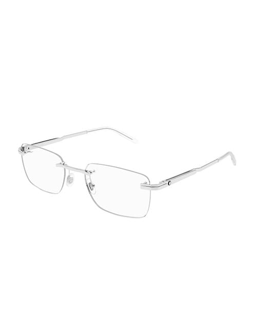 Montblanc White Eyewear Rectangular Frame Glasses