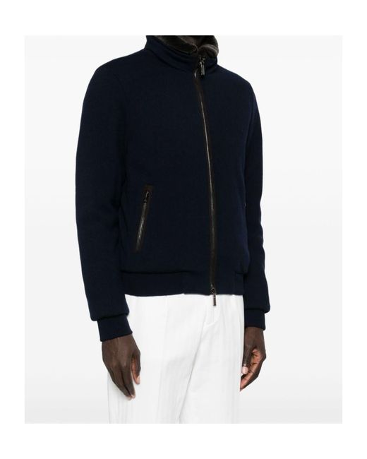 Moorer Blue Zip-Up Fleece Jacket for men