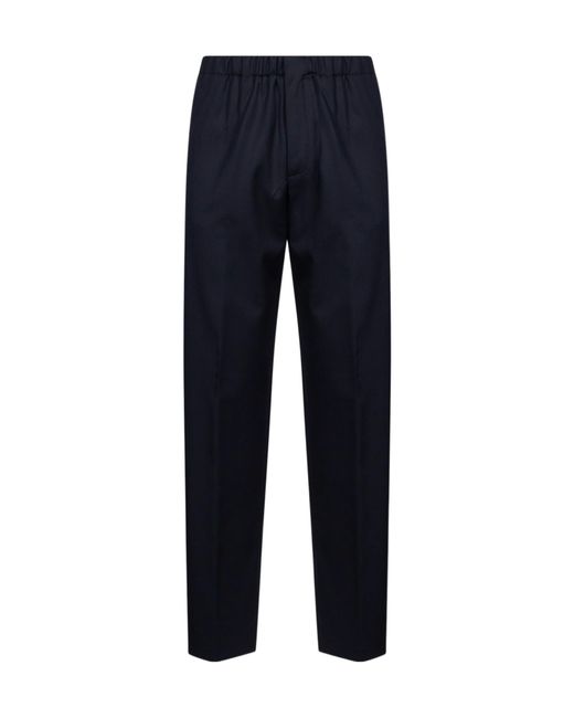 Lardini Blue Elasticated-Waistboard Pressed-Crease Trousers for men