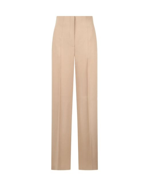 Alberta Ferretti Natural High-Waist Wide-Leg Palazzo Trousers