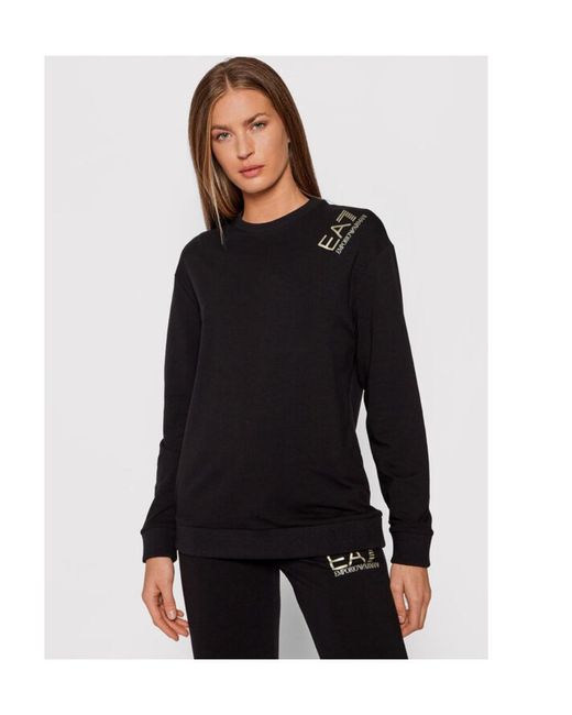 EA7 Black Logo Tape Stretch-Cotton T-Shirt