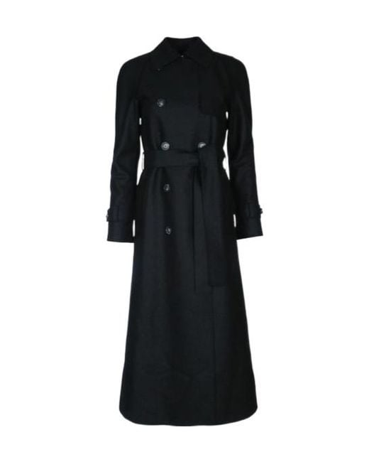 Harris Wharf London Black Double-Breasted Trench Coat