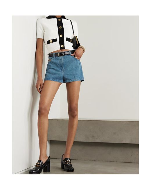 Patou Blue Logo Denim Shorts