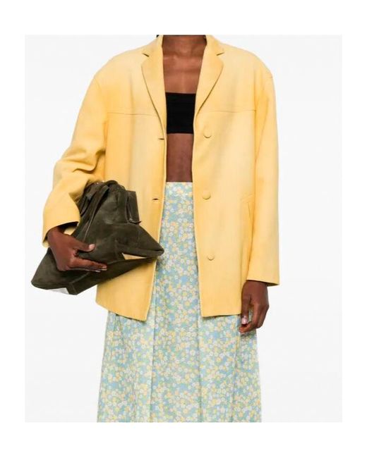 Prada Yellow Suede Caban Jacket