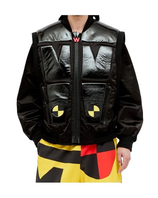Walter Van Beirendonck Black Patchwork Bomber Jacket for men