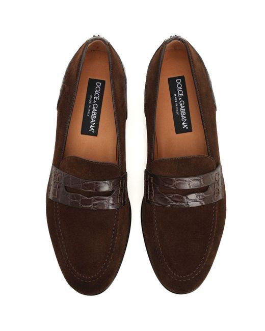 Dolce & Gabbana Brown Round-Toe Loafers for men