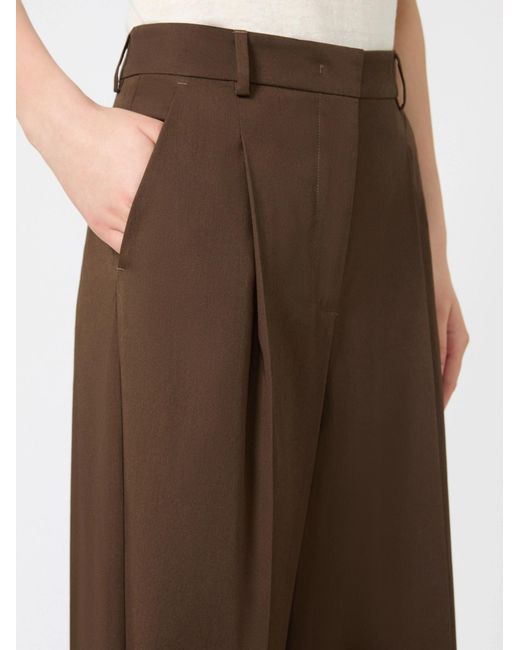 Weekend by Maxmara Brown Bellico Pleated Wide-Leg Pants