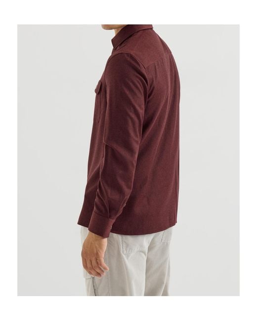 Brunello Cucinelli Purple Flannel Chest-Pockets Shirt Jacket for men